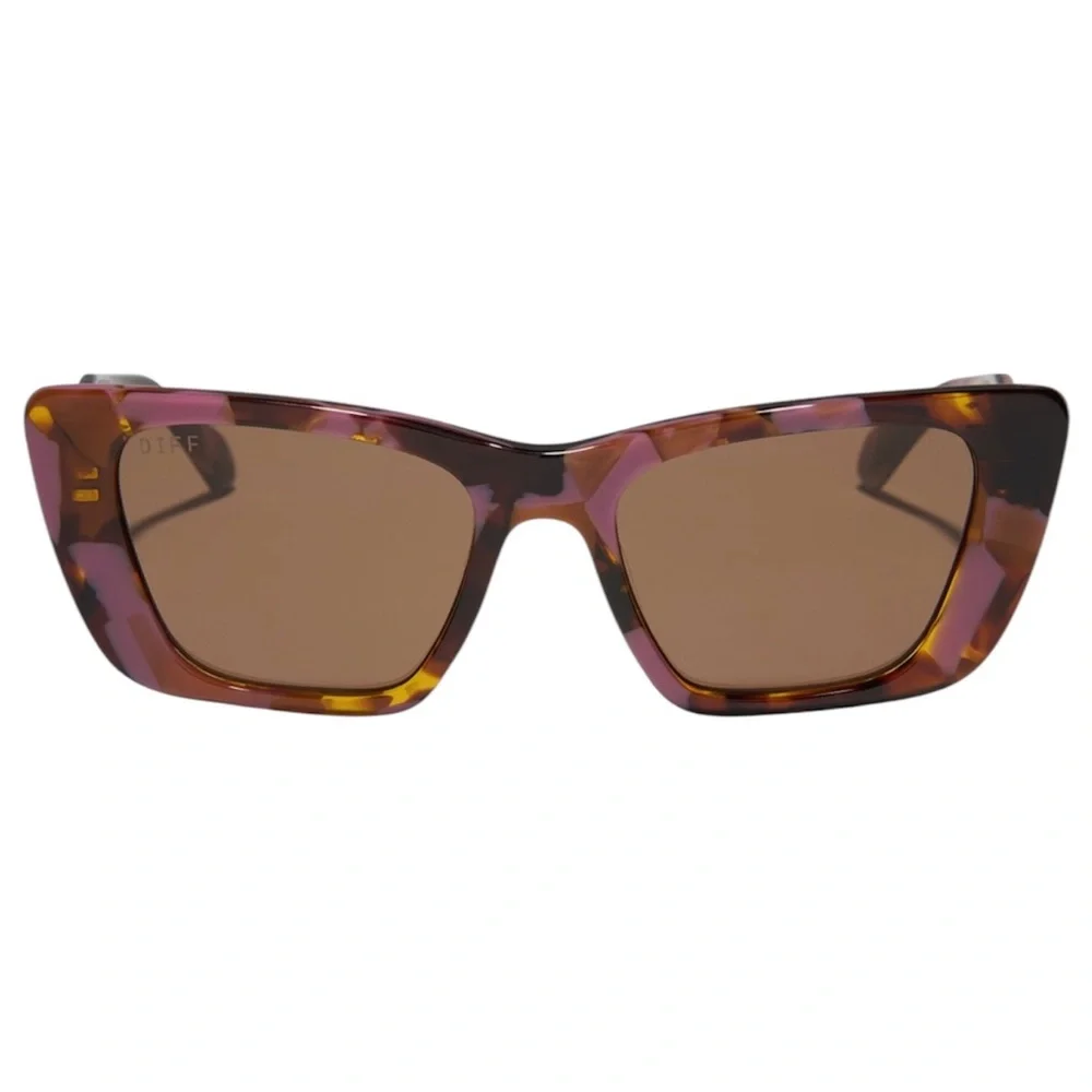 DIFF Aura Polarized Sunglasses Torino Pink Tortoise Frame Brown Lens NWT